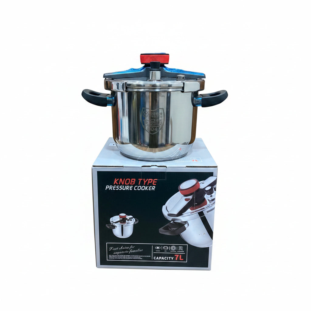 7L Stainless Steel Knob Type Pressure Cooker | Explosion Proof, Food Grade 304