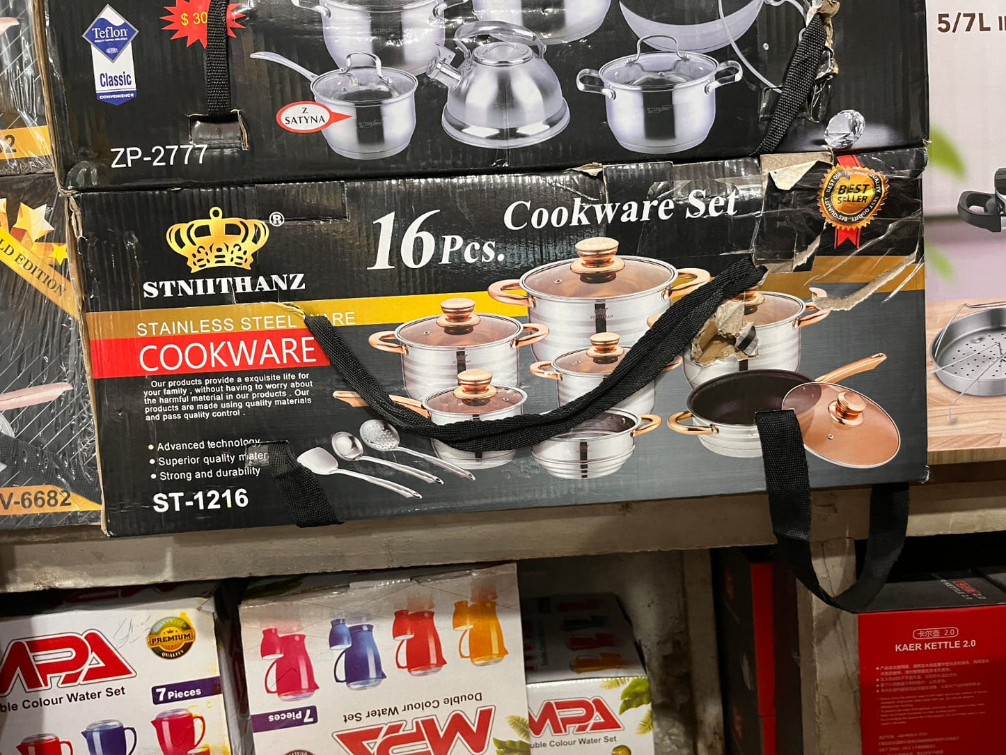 Stniithanz 16 Pcs Stainless Steel Cookware Set – Rose Gold Handles, Full Kitchen Set