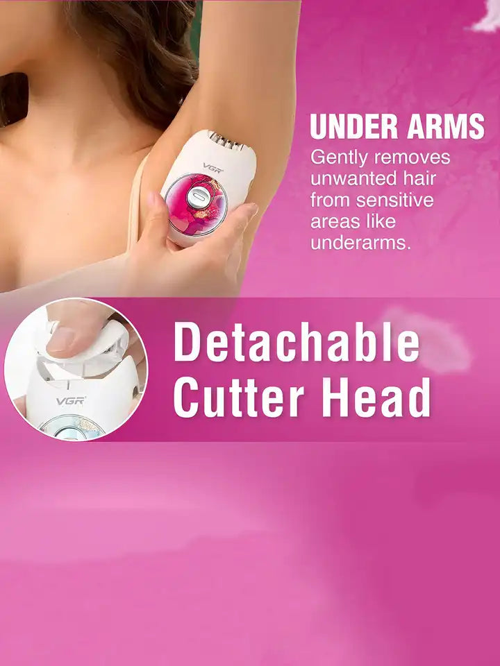 VGR, Hair Removal Machine Electric, Professional Rechargeable Lady Epilator.