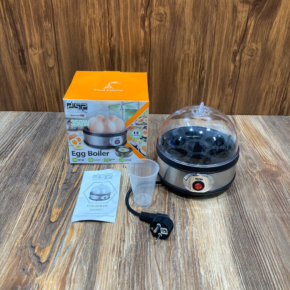 DSP KA5001 Electric Egg Boiler with a 7-egg capacity and a 350W heating element