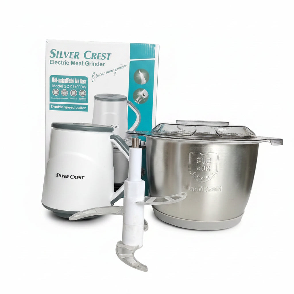 Silver Crest Electric Meat Grinder SC-011000W | Multi-Functional Food Mincer | Double Speed | Stainless Steel Bowl