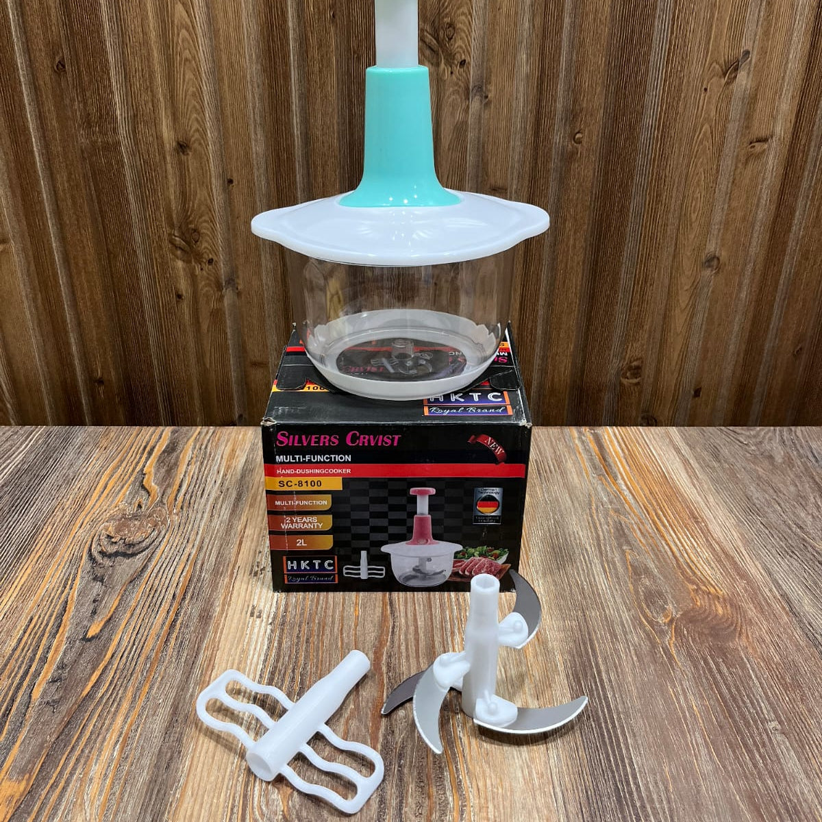 Multi-Function Hand-Push Food Chopper - 2L Capacity Manual Meat & Vegetable Processor.