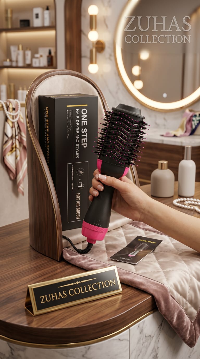 One Step Blow Hair Dryer and Volumizer Brush | Hot Air Brush Hair Styler for Straightening & Curl.