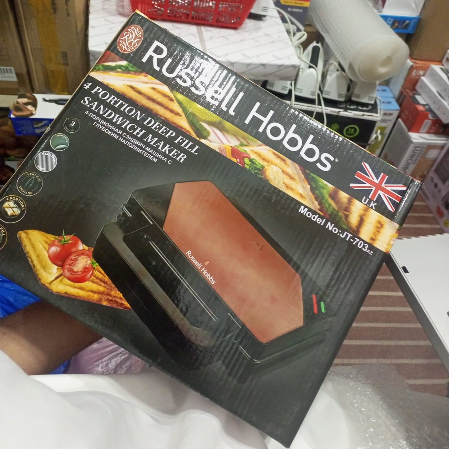 Russell Hobbs 4 Portion Deep Fill Sandwich Maker – Model JT-703az (UK Brand)