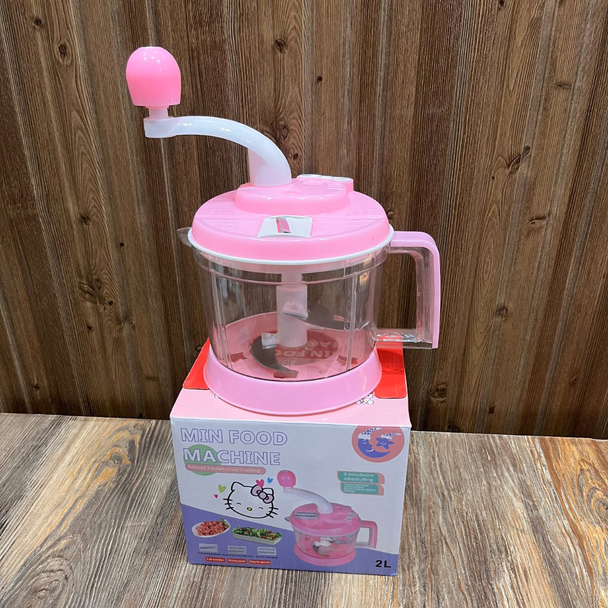 Manual Food Processor 2L (Pink Edition) – Meat Grinder & Vegetable Chopper