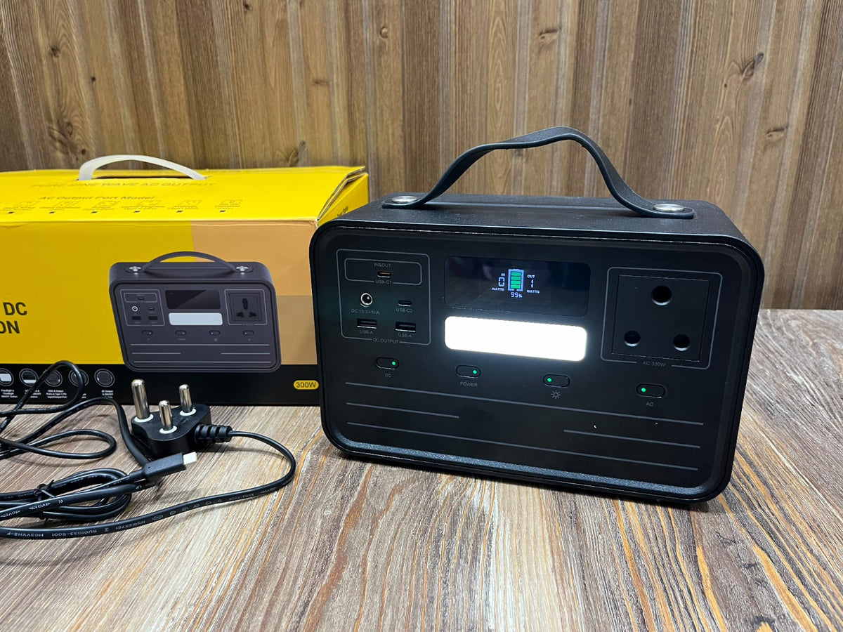 300W Portable Power Station 230Wh | Rechargeable AC/DC Solar Generator Battery Backup for Home, Camping, and Load Shedding
