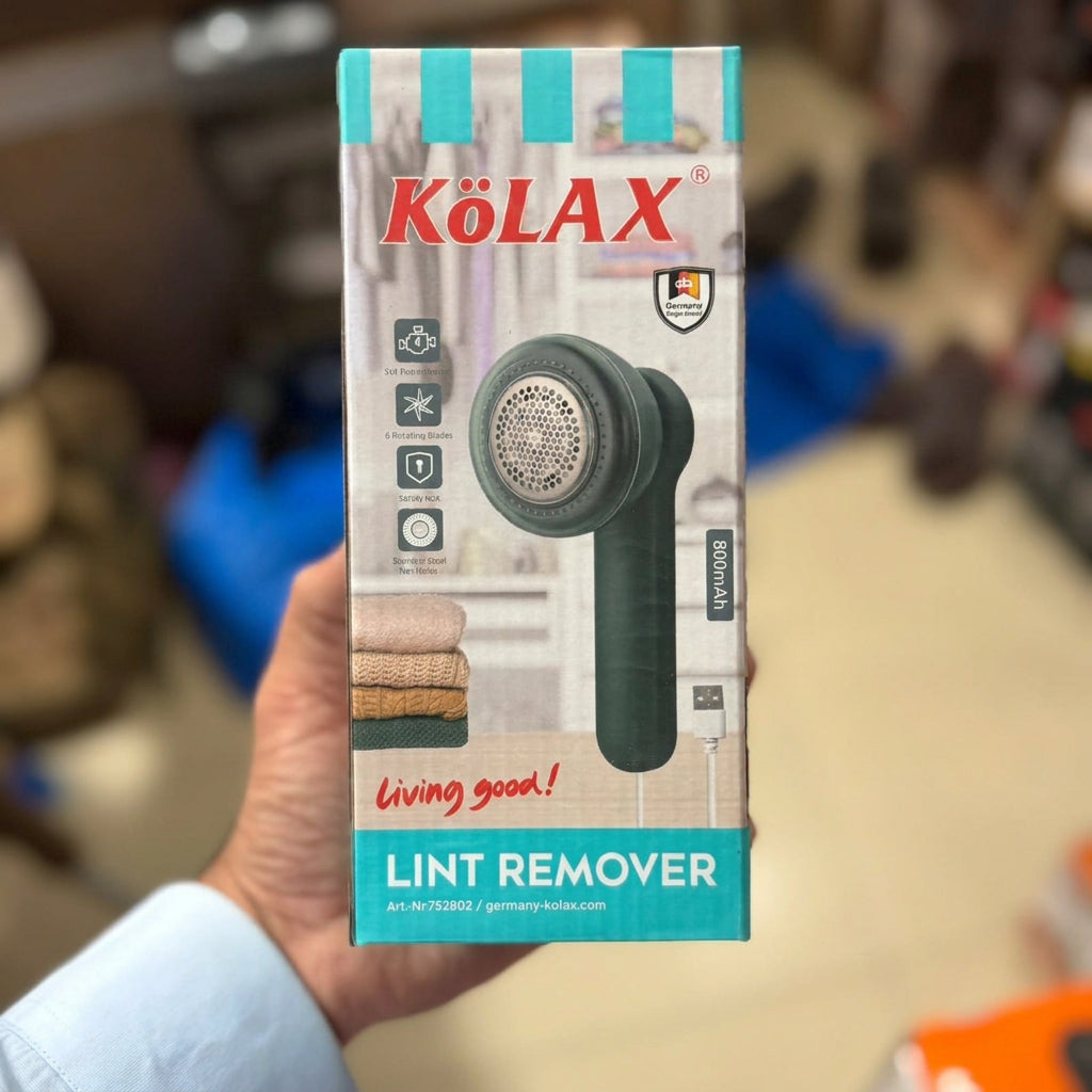 Kolax 752802 Rechargeable Lint Remover | 800mAh USB Fabric Shaver with 6 Rotating Blades & Stainless Steel Net