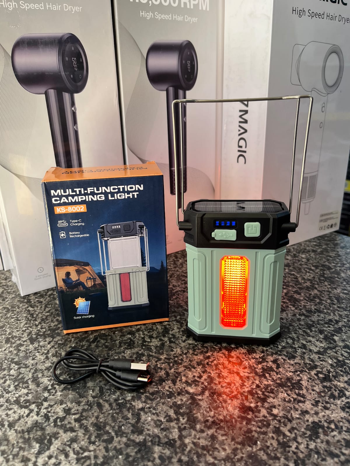 KS-8002 Solar Rechargeable Camping Light Type-C Multi-Function