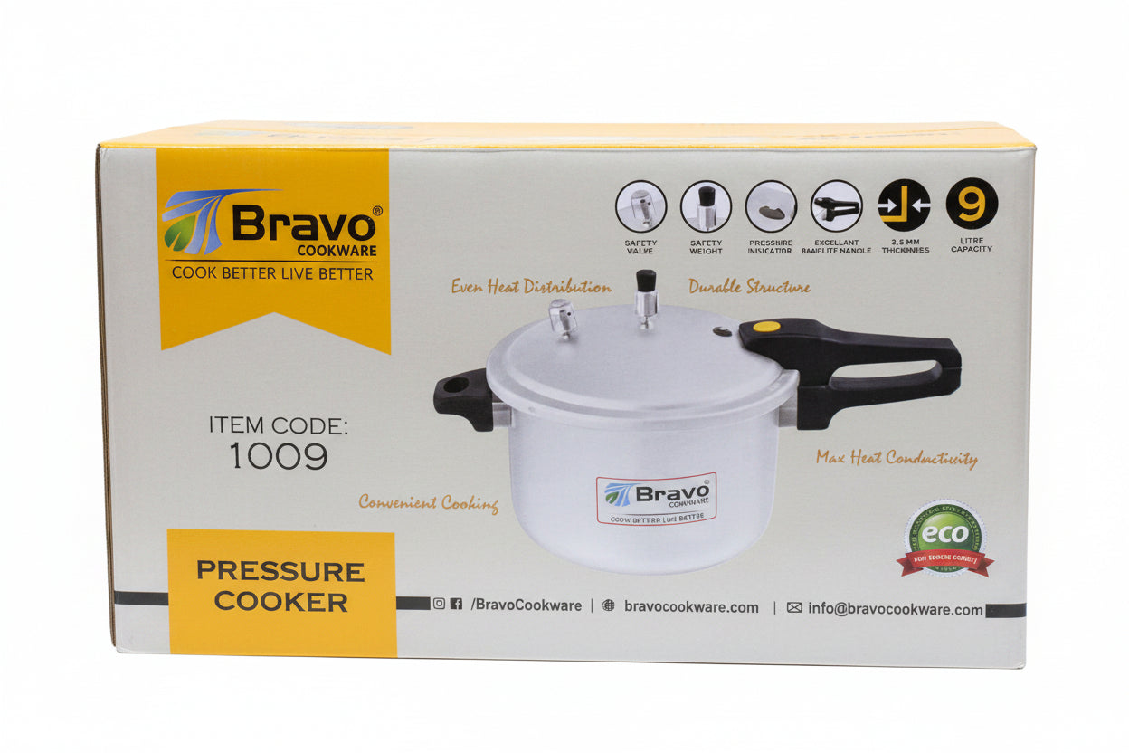 Bravo Cookware Heavy-Gauge Aluminium Pressure Cooker | 9-Liter, Item 1009