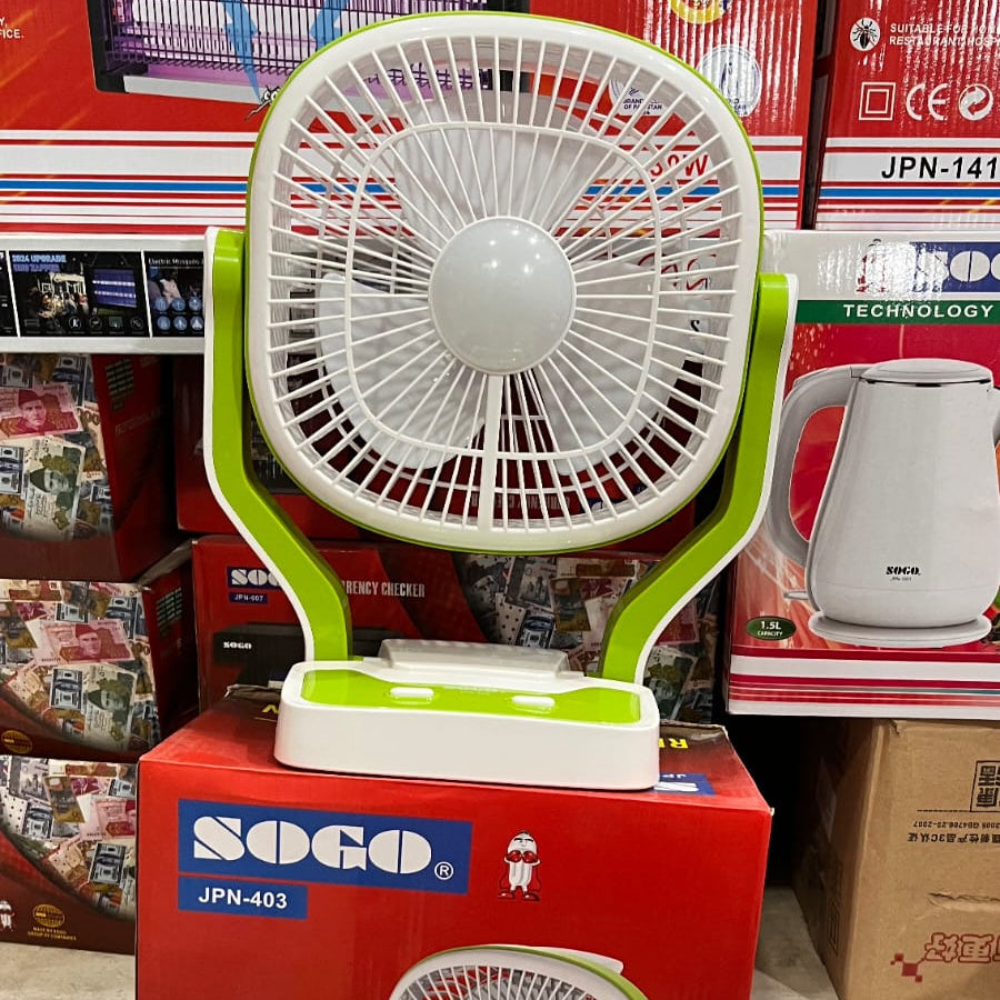 SOGO JPN-403 Rechargeable Fan 2 Batteries