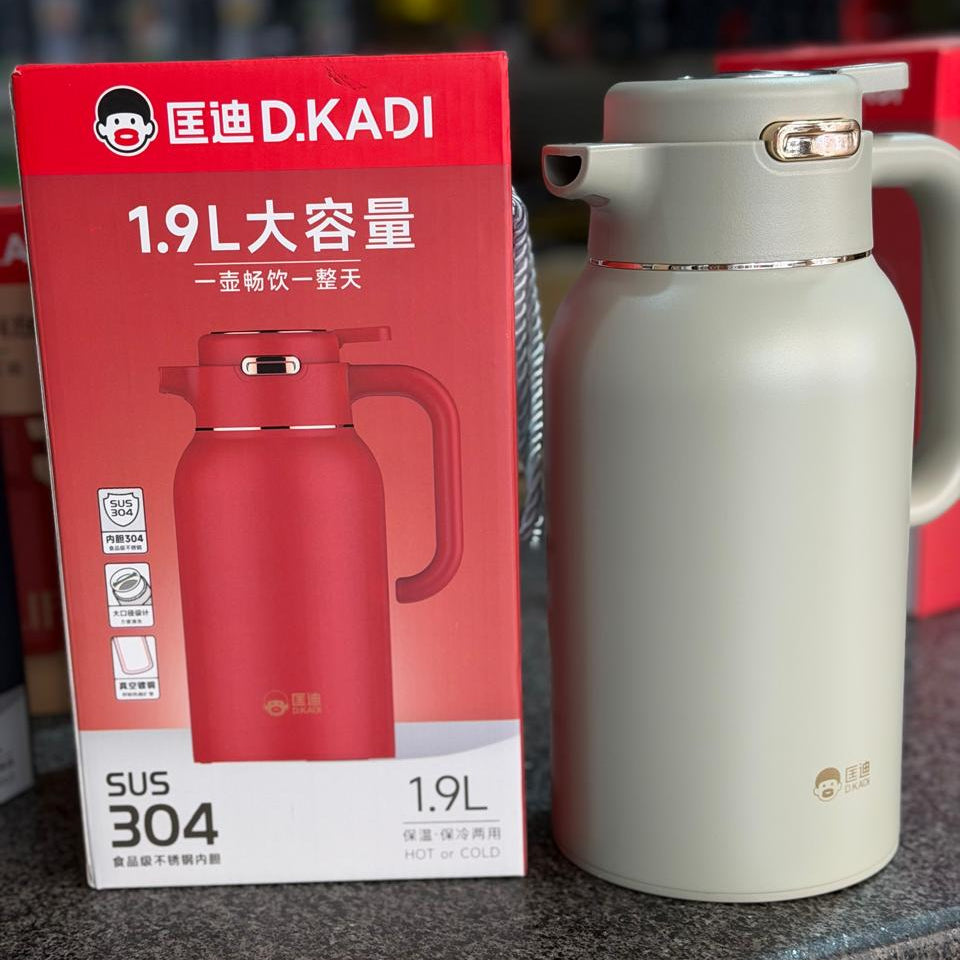 D.KADI 1.9L Vacuum Thermos Jug – Hot & Cold (Sage Grey)
