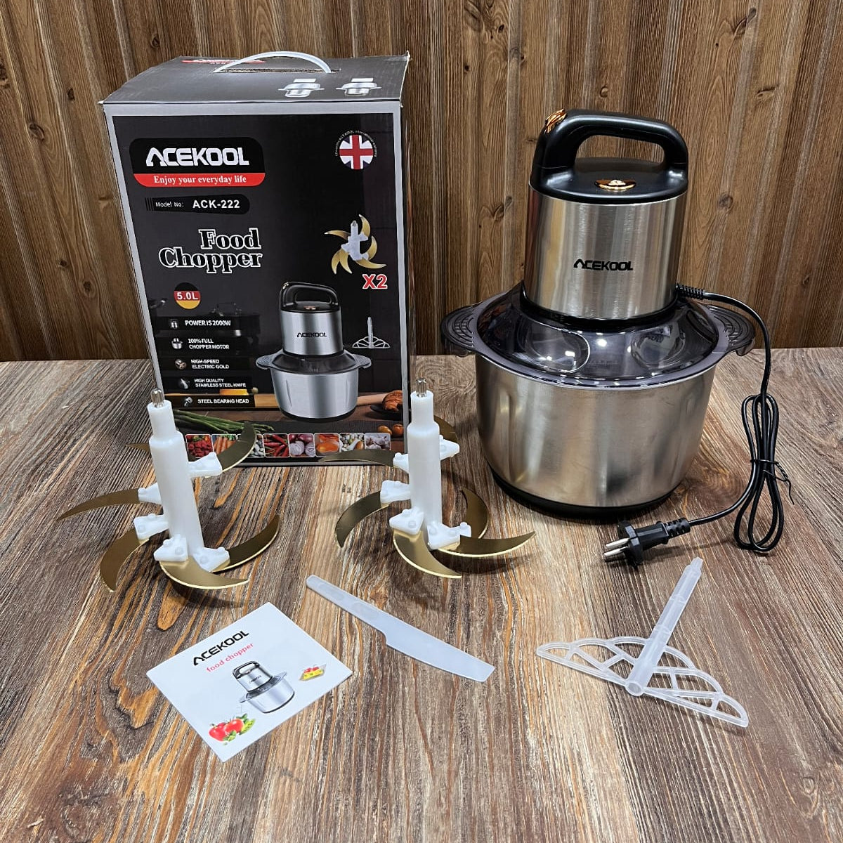 Acekool 5 Ltr Meat and Vegetable Chopper with Extra Blades.