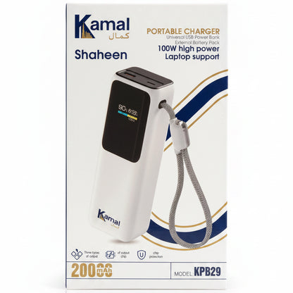 Kamal Shaheen 100W Fast Charging Power Bank, 20000mAh Lithium Battery Portable Laptop Charger with Digital Display (Model KPB29)