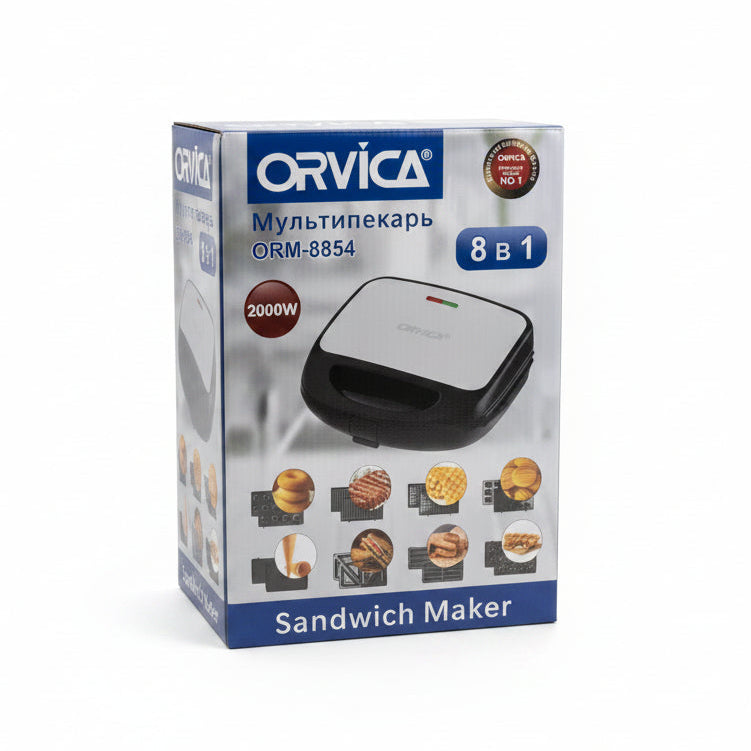 Orvica 8-in-1 Multi-Baker & Sandwich Maker (2000W) | Model ORM-8854