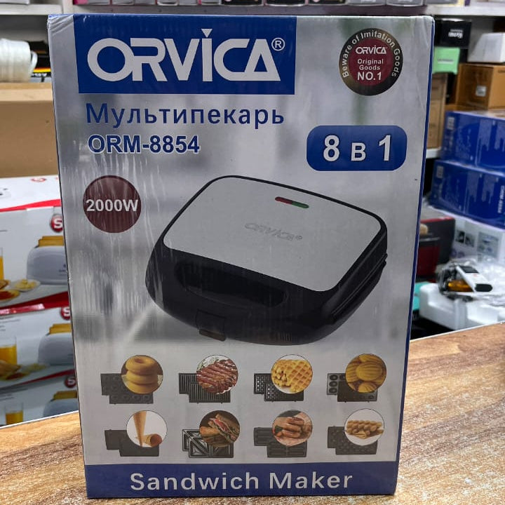Orvica 8-in-1 Multi-Baker & Sandwich Maker (2000W) | Model ORM-8854