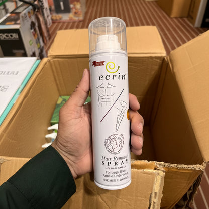 Ecrin Hair Removal Foaming Spray featuring a sandal fragrance, suitable for both men and women.