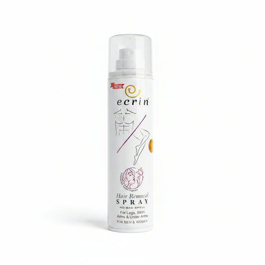 Ecrin Hair Removal Foaming Spray featuring a sandal fragrance, suitable for both men and women.