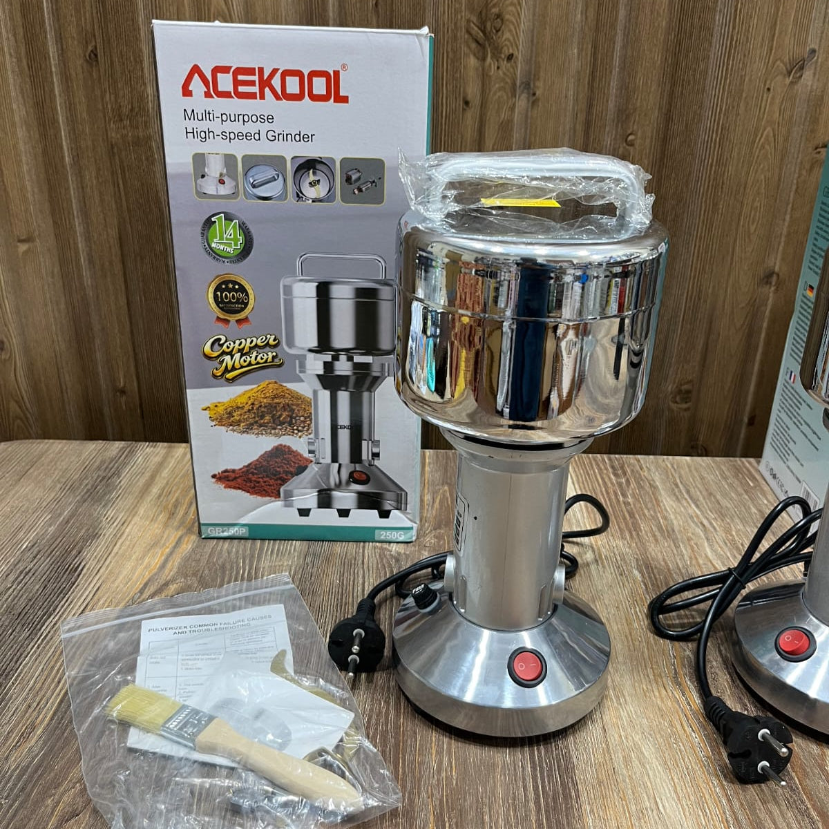 Acekool GR250P Multi-Purpose High-Speed Grinder – 250g Stainless Steel Spice Grinder