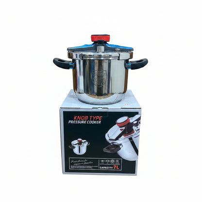 7L Stainless Steel Knob Type Pressure Cooker | Explosion Proof, Food Grade 304