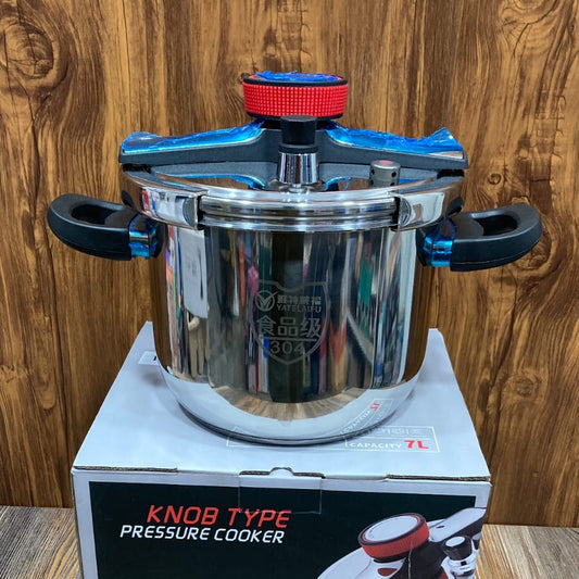 7L Stainless Steel Knob Type Pressure Cooker | Explosion Proof, Food Grade 304