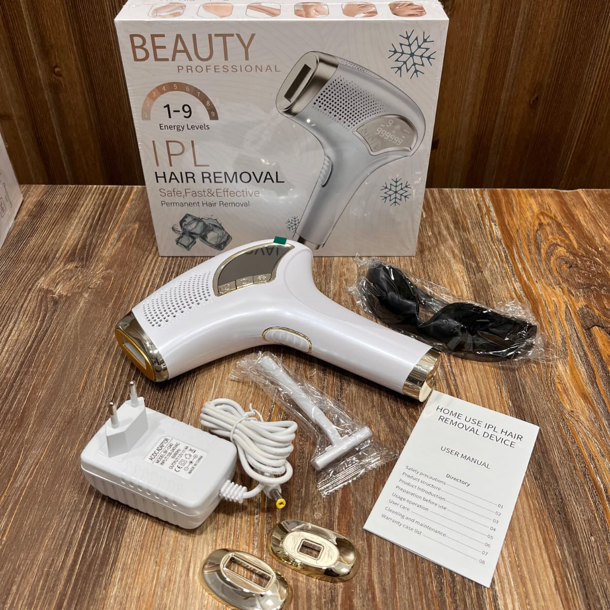 Laser Epilator IPL Hair Removal with 999990 Flashes and 9-Level Settings for Women, 2 Magnetic Replaceable Heads, Ice Cooling Function