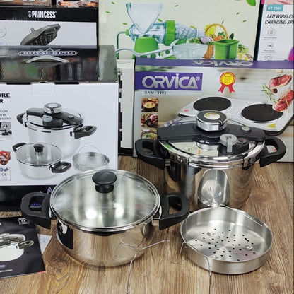 Royal King Stainless Steel Pressure Cooker Set – 4L + 6L Imported