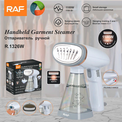 RAF Electric Handheld Garment Steamer  | 1100W, 240ml Detachable water tank, Surging steam, Hanging ironing 2 in 1, Easy operation.
