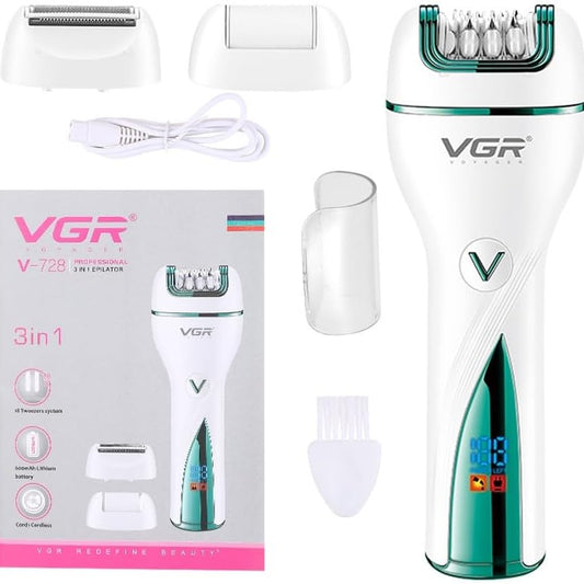 VGR  3In1 Women Epilator Electric Female Shaver Leg Body Hair Removal
