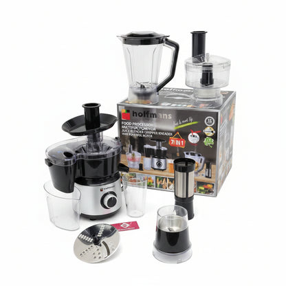 Hoffmans 10-in-1 Multi-Function Food Processor 1200W – Pure Copper Motor Blender, Chopper, Grinder & Juicer Combo