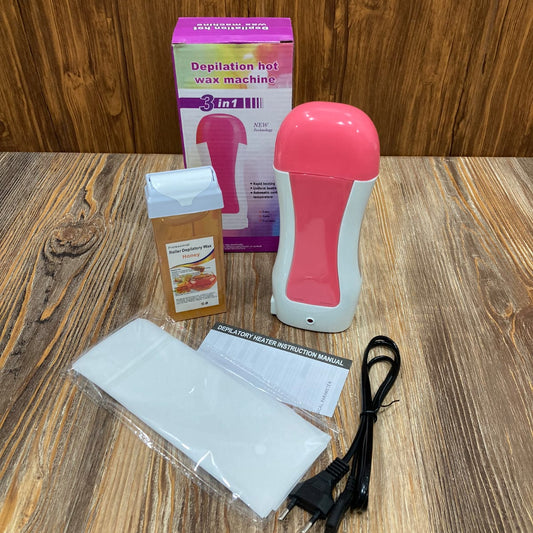 3 In 1 Depilatory Hair Removal Wax Heating Machine With Strips & Original Wax