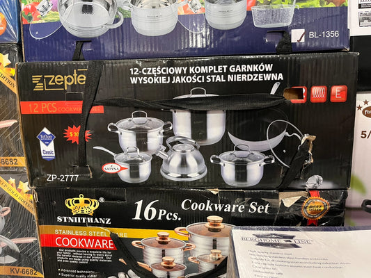 Zepter 12 Pcs Stainless Steel Cookware Set with Whistling Kettle & Frypan