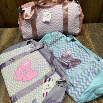 Fashion Quilted Duffel Bag with Sequin Bow Patch