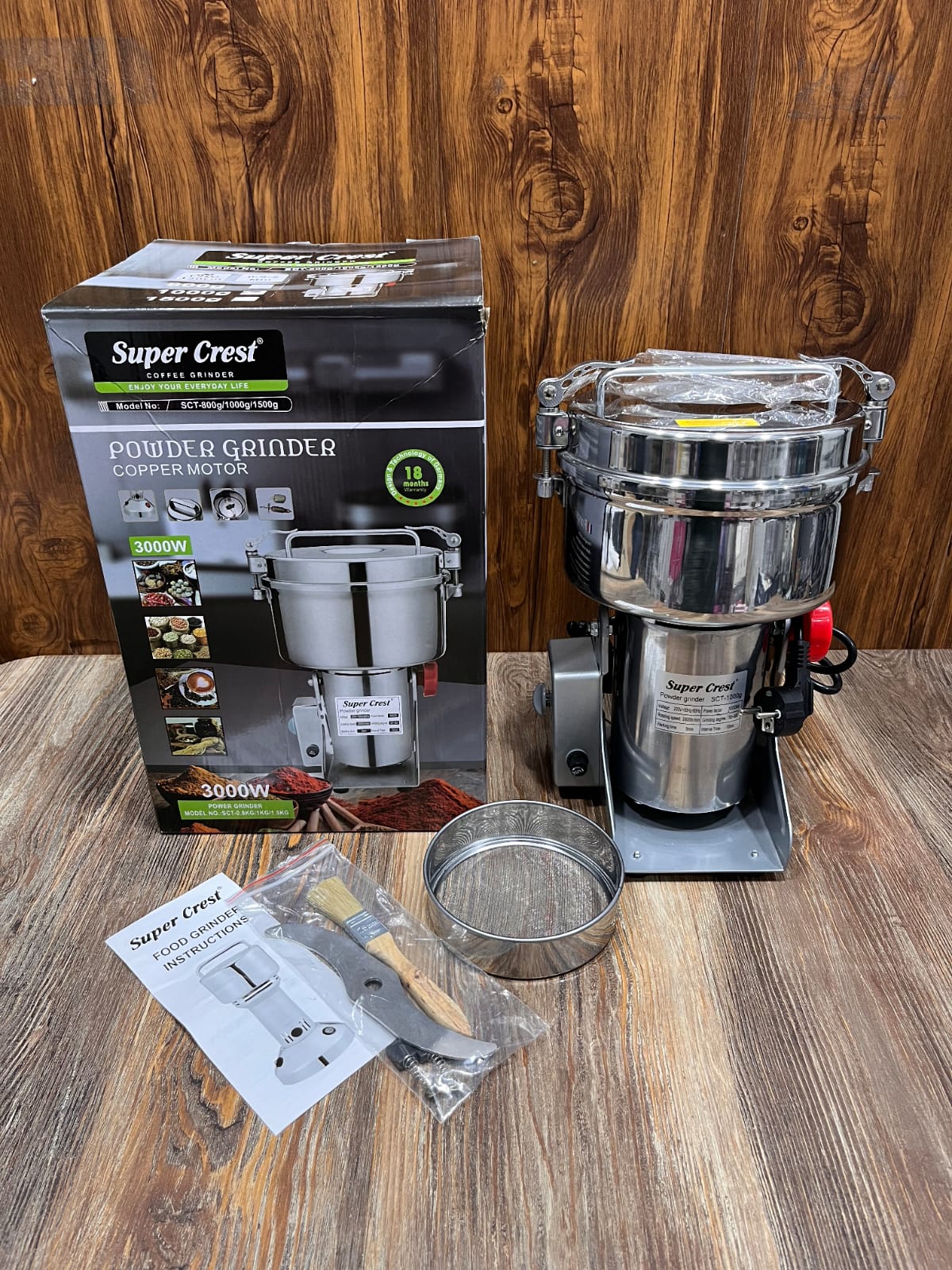 Super Crest |1000g powder grinder with a copper motor.