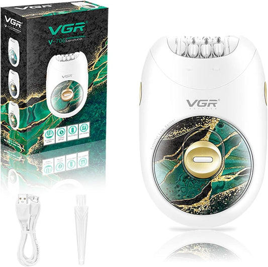 VGR, Hair Removal Machine Electric, Professional Rechargeable Lady Epilator.