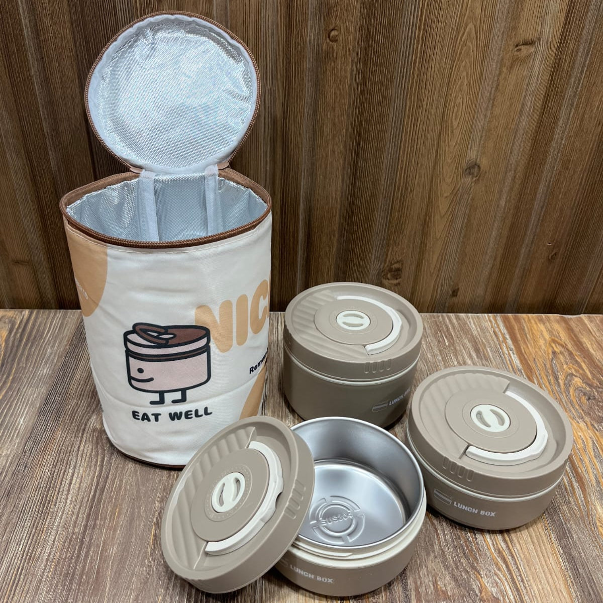Insulated Lunch Bag & 3-Tier Stainless Steel Lunch Box Set