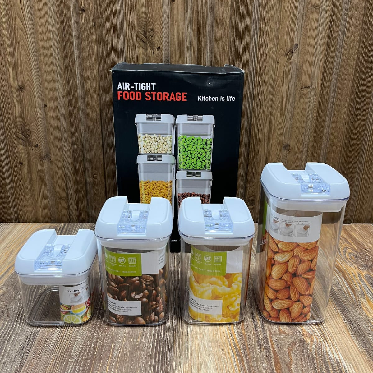 Air-Tight Food Storage Container Set (4 Pcs) – Flip-Top Lock Lids