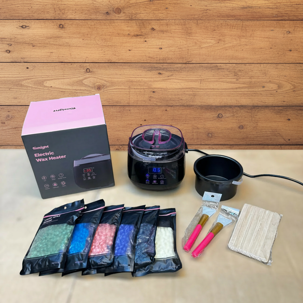 Tomight Complete Electric Waxing Kit with 6 Packs of Hard Wax Beans and Wooden Sticks , Silicone Brushes etc.