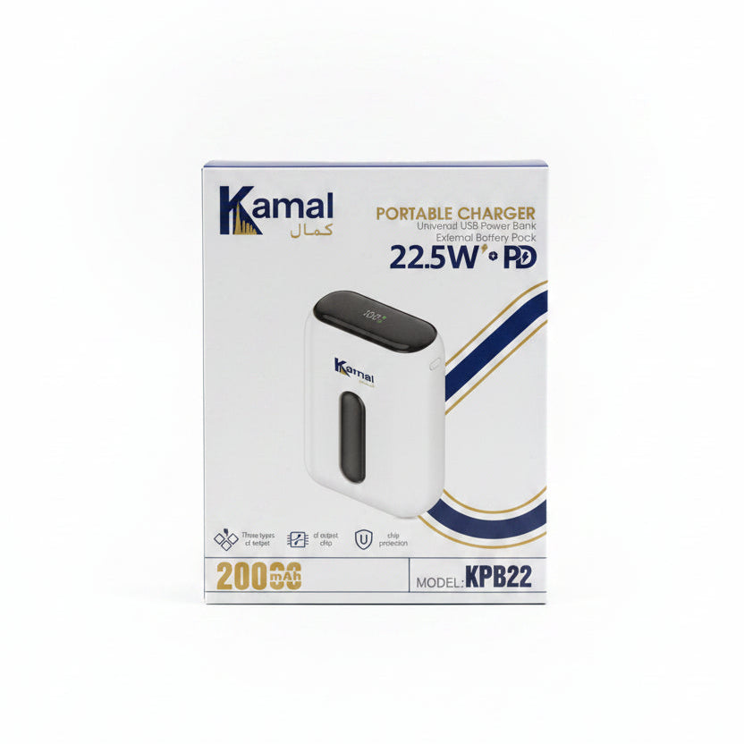 Kamal KPB22 Power Bank – 20000mAh Capacity, 22.5W Fast Charging, Digital Display