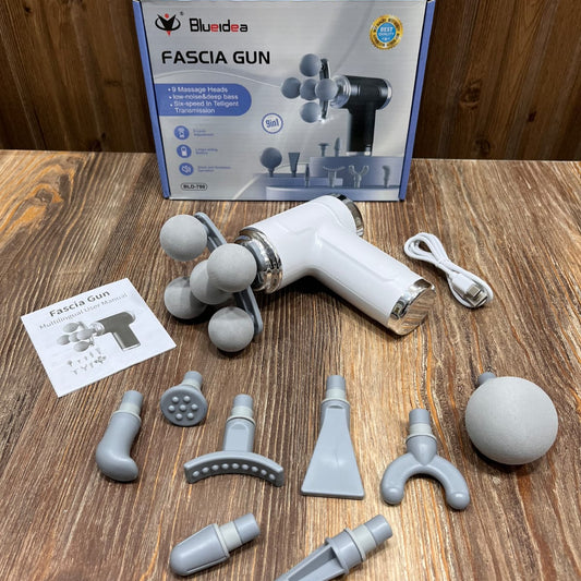 Blueidea 9-in-1 Fascia Massage Gun – 6-Speed Percussive Therapy Device