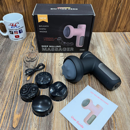 Deep Rolling Massager Fat Burning Vibration Cellulite Massager Massage Device with 5 Massage Heads