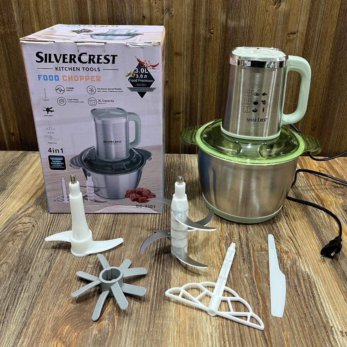 SilverCrest SC-3301 4-in-1 Food Chopper & Processor - 1200W, 3.0L