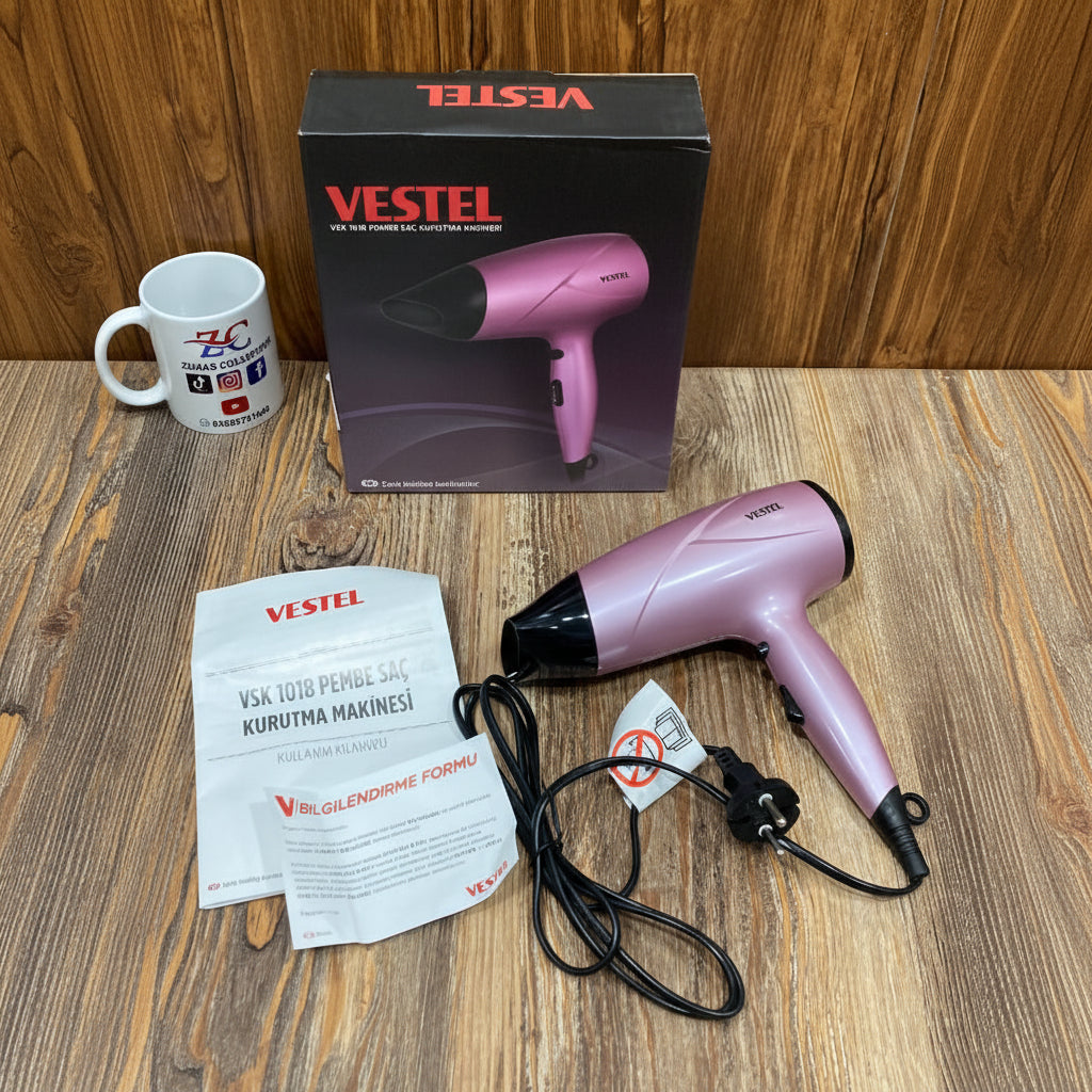 Vestel 1800W Powerful Hair Dryer (Pink)