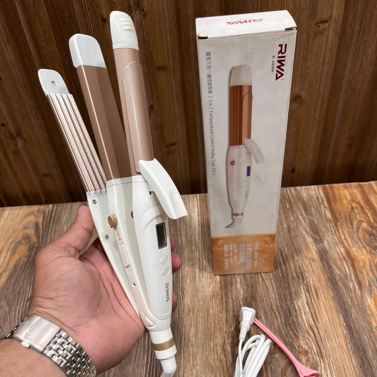 RIWA 3-in-1 Hair Styling Tool – Temperature Control Curling Iron with Interchangeable Barrels