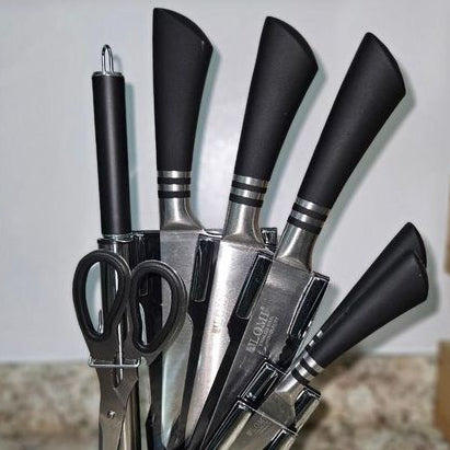 BASS 8PCs Stainless Steel Knife Set with Revolving Stand