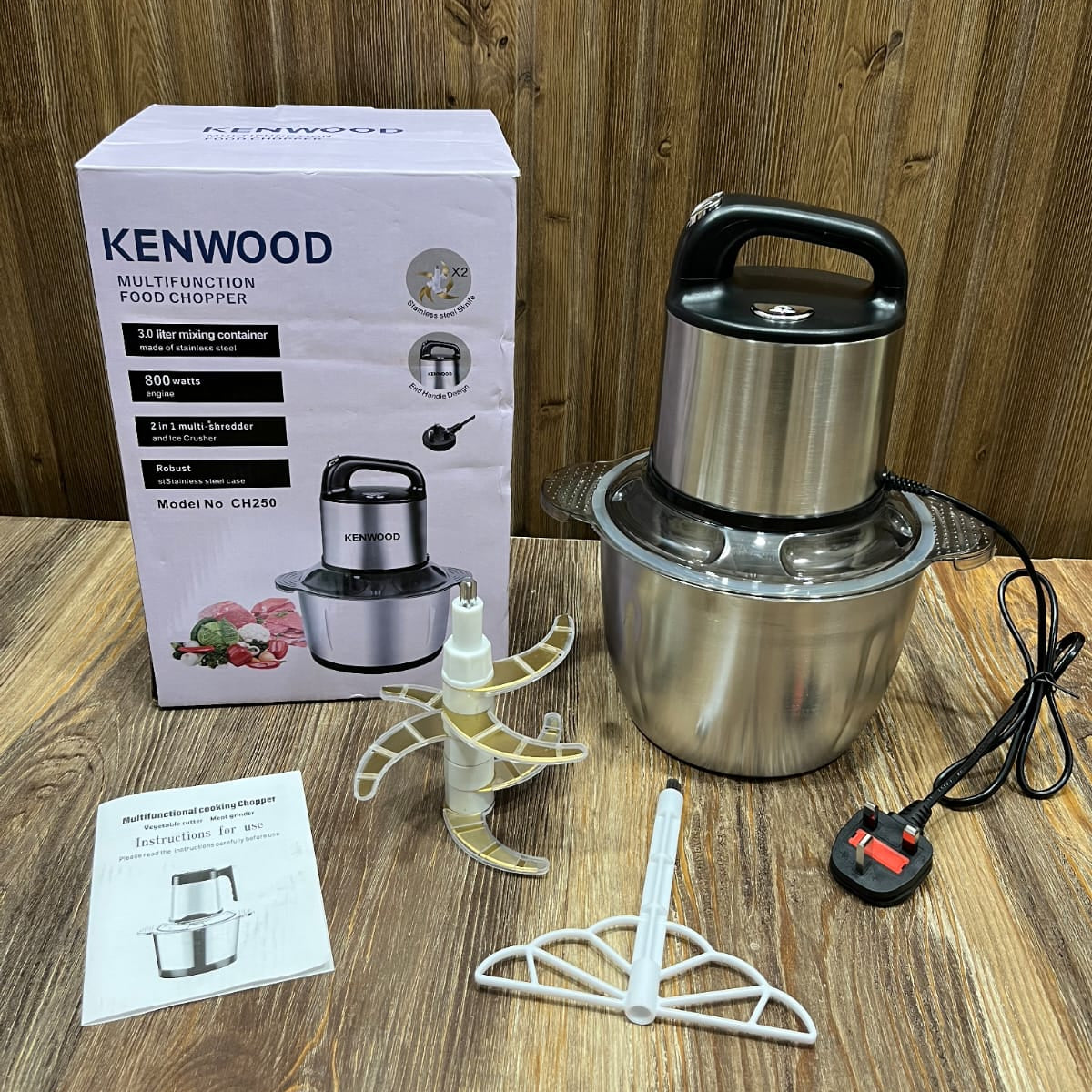 Kenwood CH250 Multifunction Food Chopper - 800W, 3L Stainless Steel Bowl