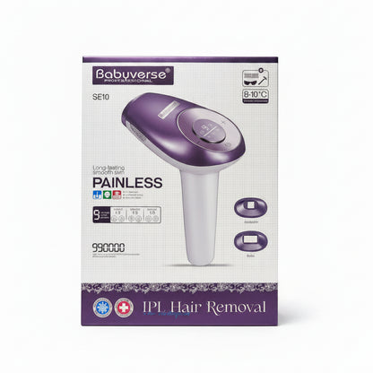 Babyverse Professional IPL Hair Removal Device SE10 – Painless 990000 Flashes, 9 Energy Levels, Ice Cooling Tech