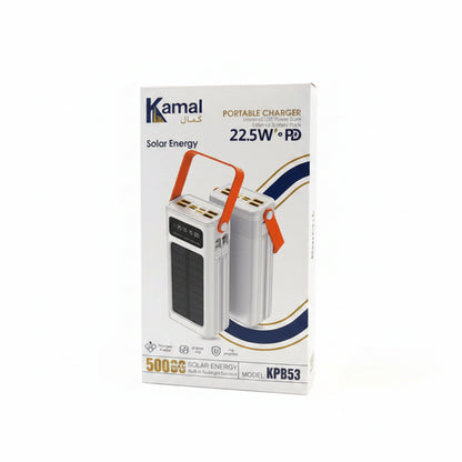 Kamal KPB53 Portable Solar Energy Charger | 50000mAh | 22.5W PD | Multi-Cable & LED Display