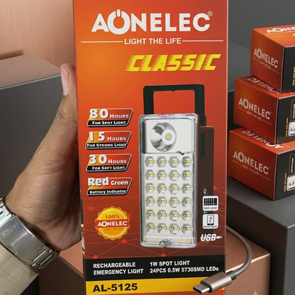 AONELEC Classic Rechargeable Emergency Light – Spot, Strong & Soft Modes
