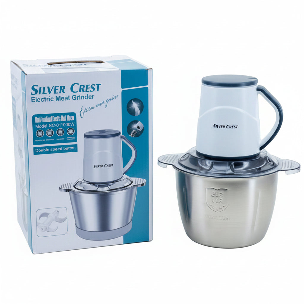 Silver Crest Electric Meat Grinder SC-011000W | Multi-Functional Food Mincer | Double Speed | Stainless Steel Bowl