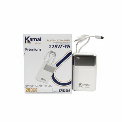 Kamal 20000mAh 22.5W PD Fast Charging Power Bank with Built-in Cables (KPB2002)